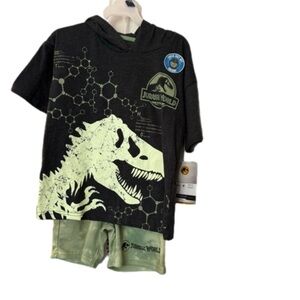 Jurassic World 2 Piece Set Shorts & Shirt With Hoodie